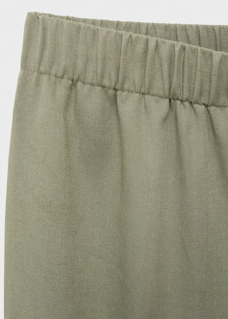 Straight linen-blend pants