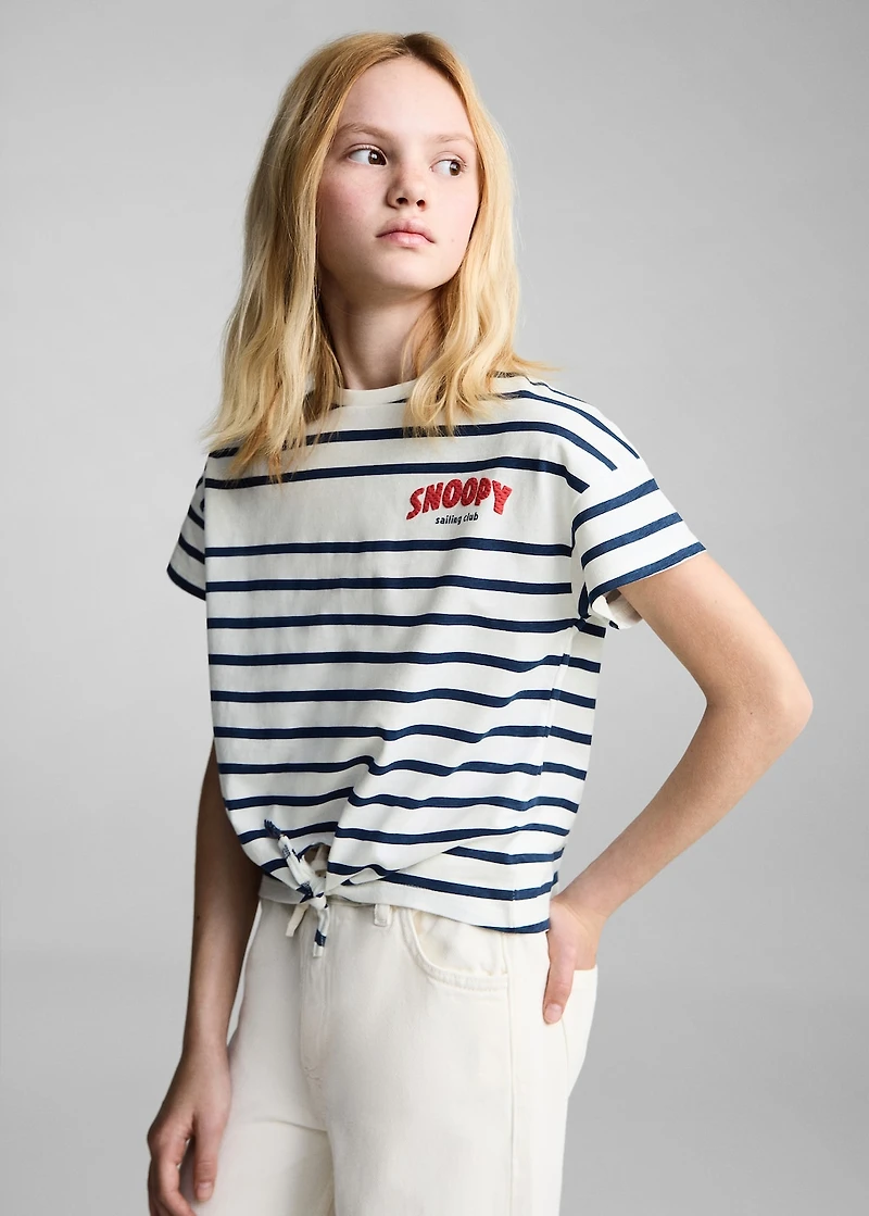 Snoopy striped t-shirt with knot detail