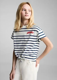 Snoopy striped t-shirt with knot detail