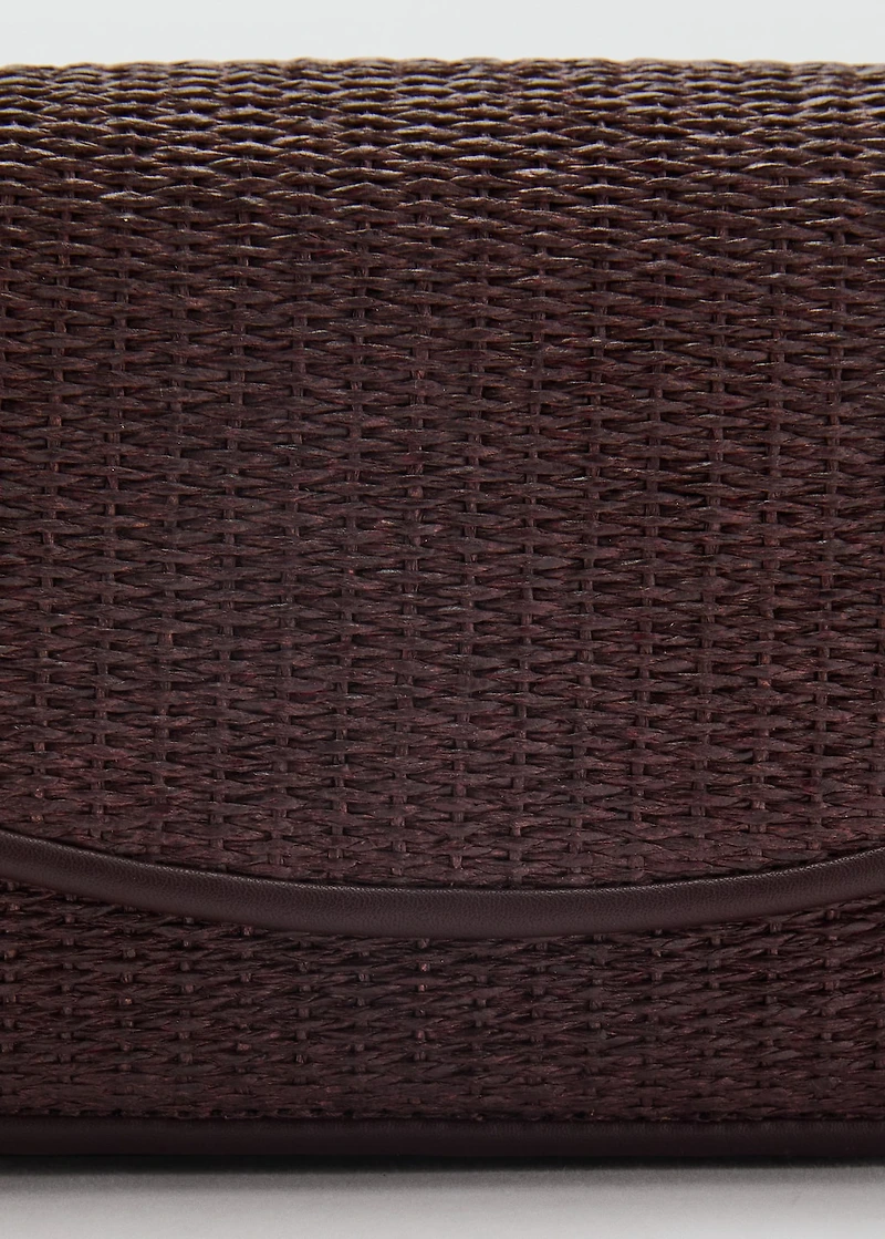 Raffia shoulder bag with flap