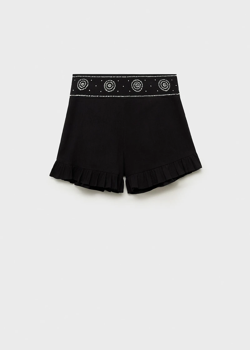 Beaded embroidered shorts