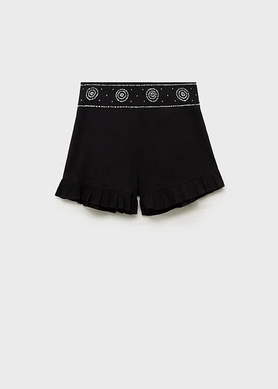 Beaded embroidered shorts