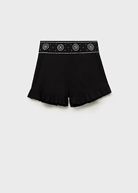 Beaded embroidered shorts