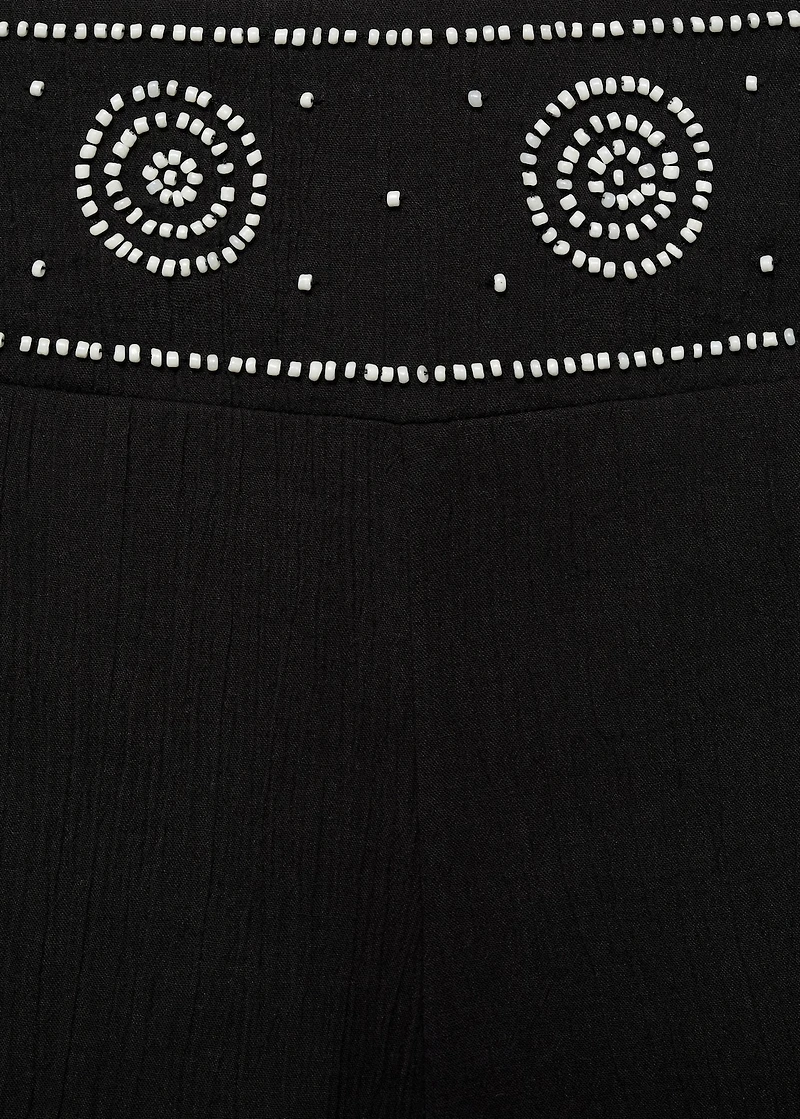 Beaded embroidered shorts