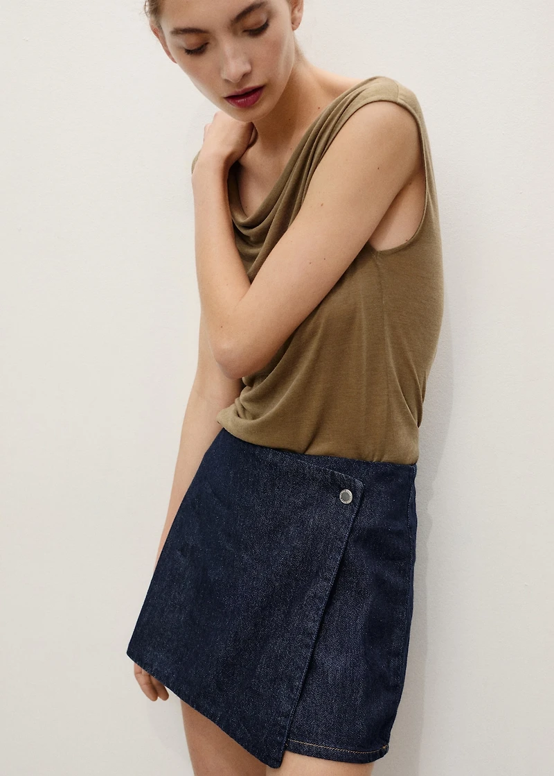 Wrapped denim skort