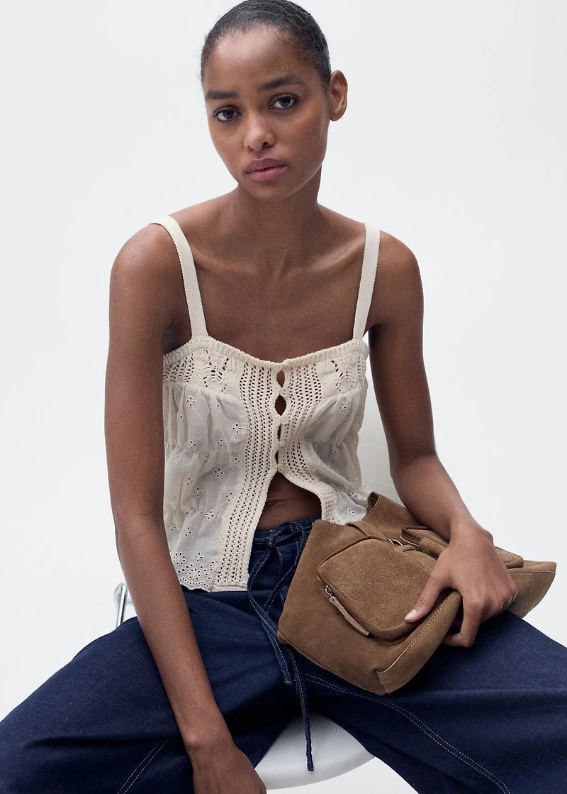 Combined top with lace details