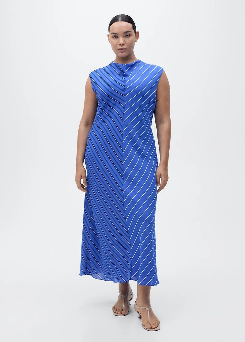 Combined striped flared dress