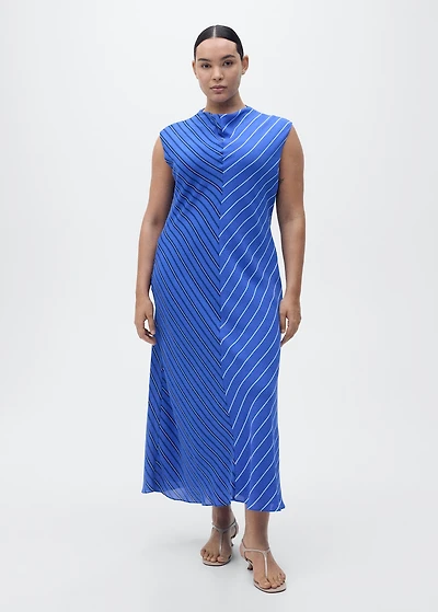 Combined striped flared dress