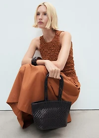 Combined open-back textured dress