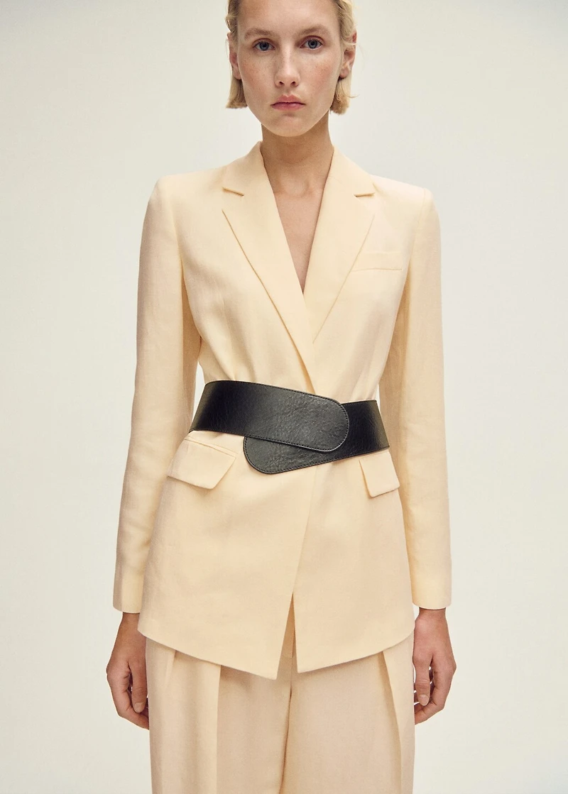 Straight-fit linen-blend suit pants