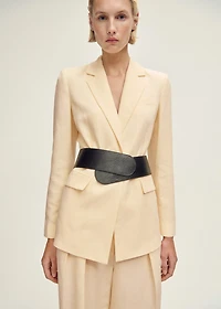 Straight-fit linen-blend suit pants