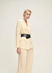 Straight-fit linen-blend suit pants