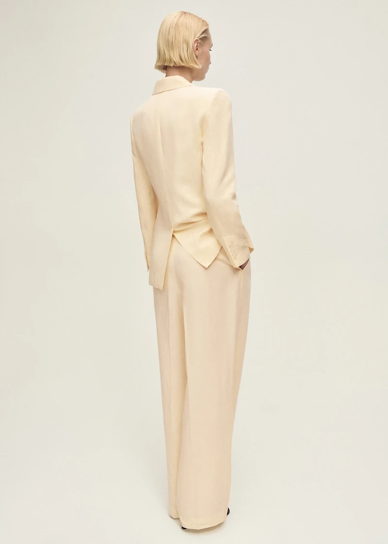 Straight-fit linen-blend suit pants