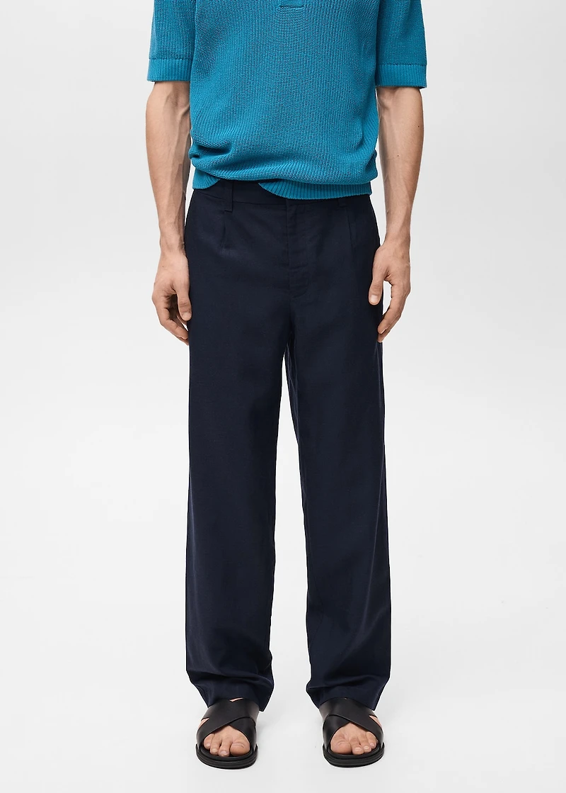 Linen lyocell regular-fit pants