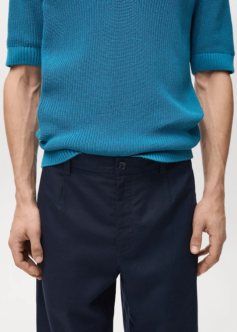 Linen lyocell regular-fit pants