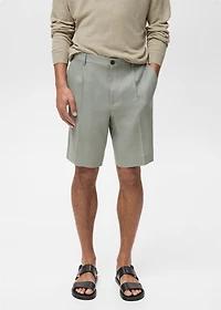 100% linen bermuda shorts with pleats