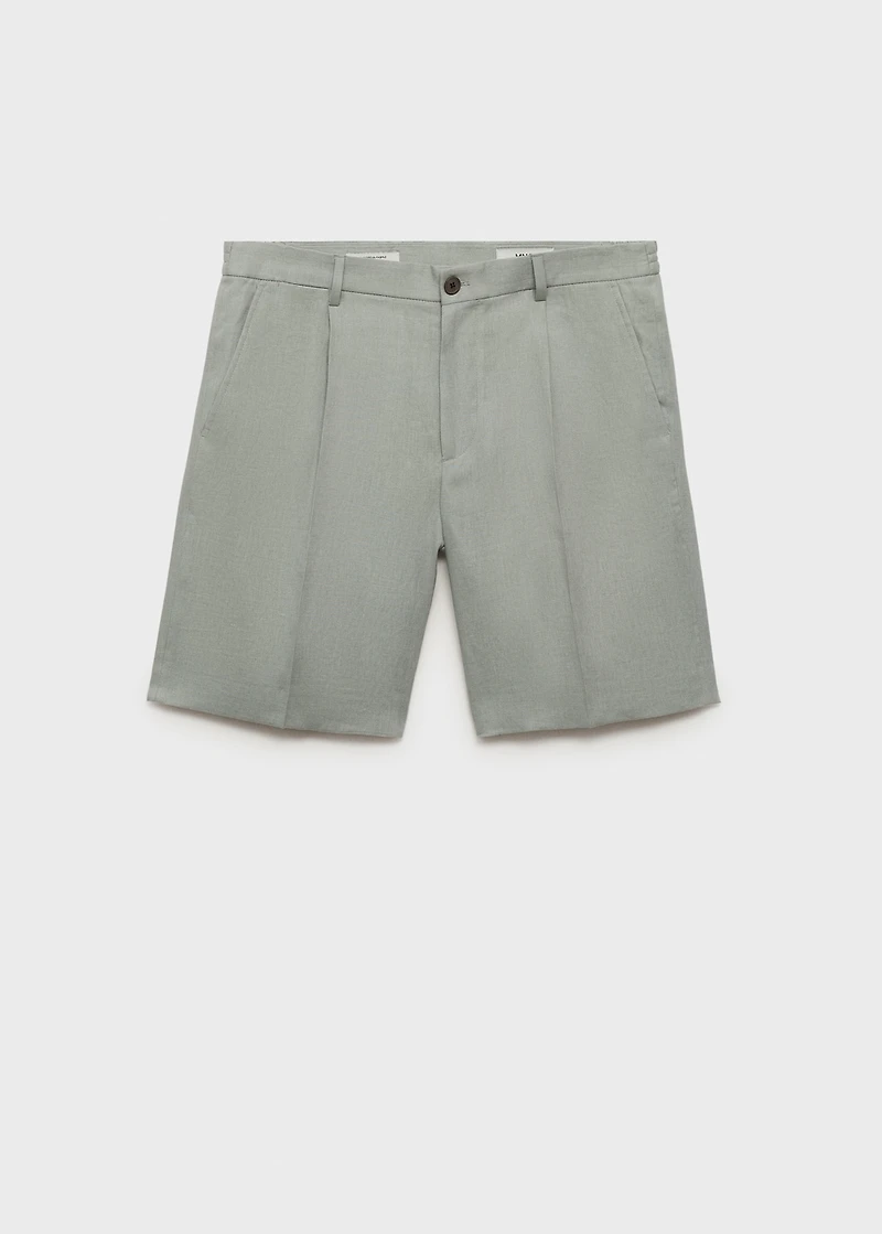 100% linen bermuda shorts with pleats