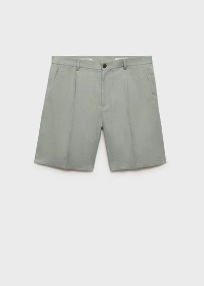 100% linen bermuda shorts with pleats