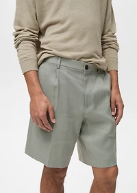 100% linen bermuda shorts with pleats