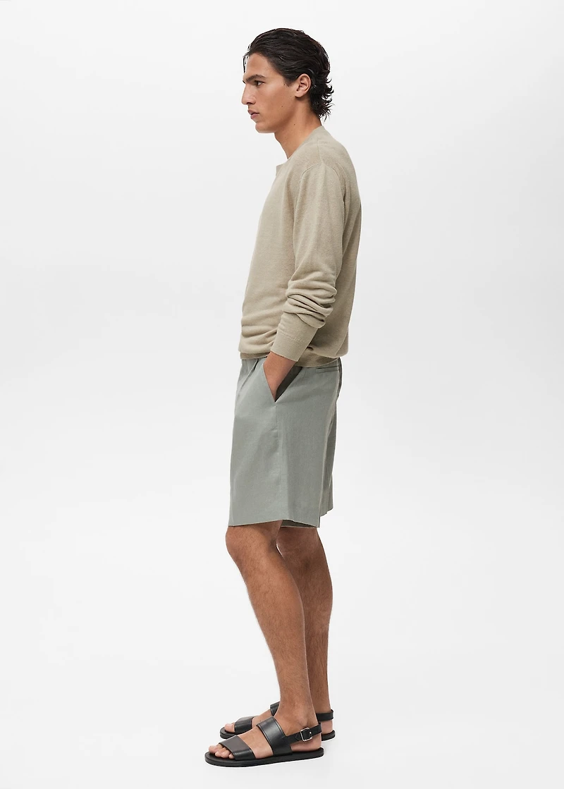 100% linen bermuda shorts with pleats
