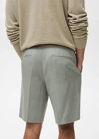 100% linen bermuda shorts with pleats