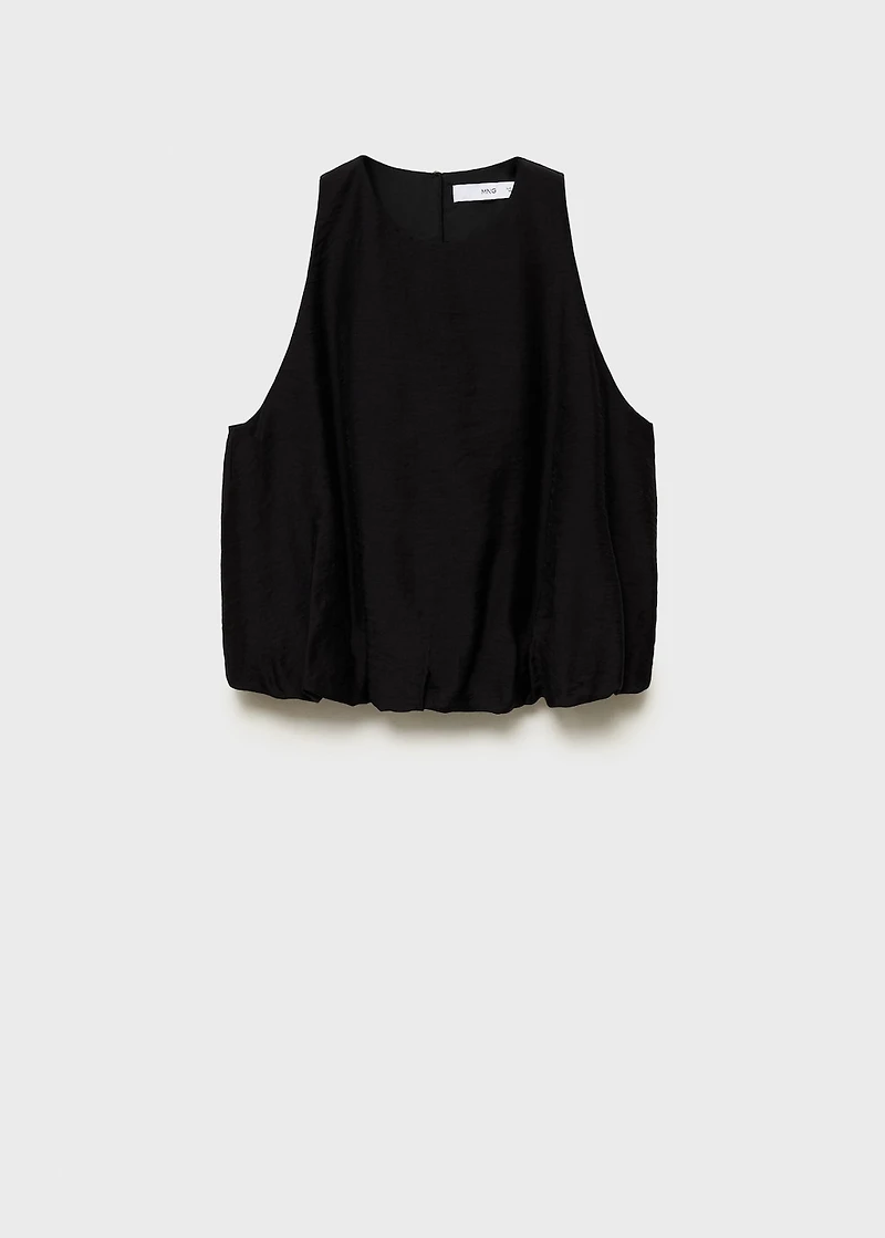 Lyocell-blend top with puffed hem