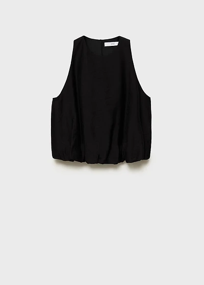 Lyocell-blend top with puffed hem