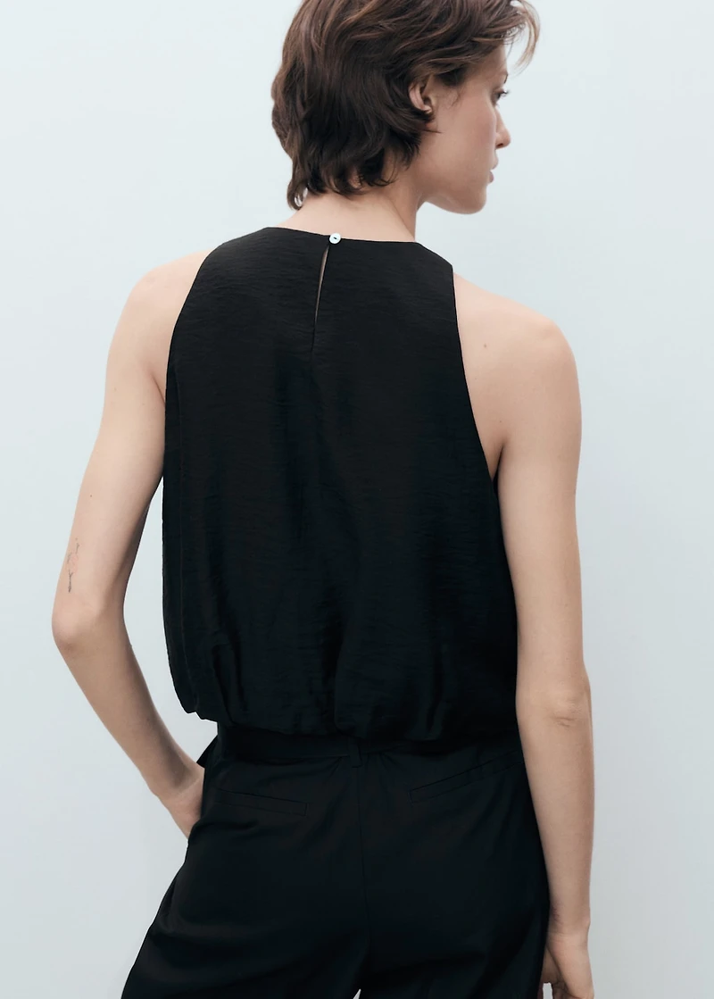 Lyocell-blend top with puffed hem