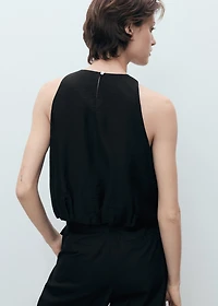 Lyocell-blend top with puffed hem