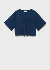 Flowy denim top with bows