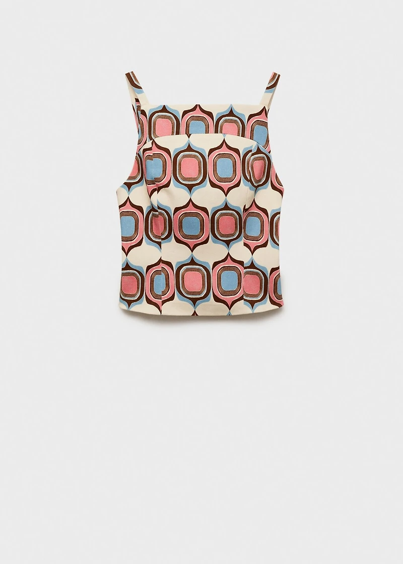 Printed boat-neck top