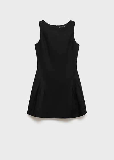 Linen-blend dress with pleats