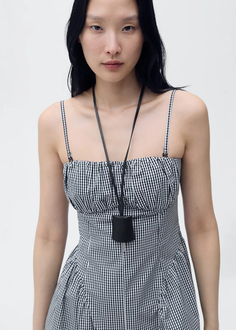 Gingham-print midi-dress