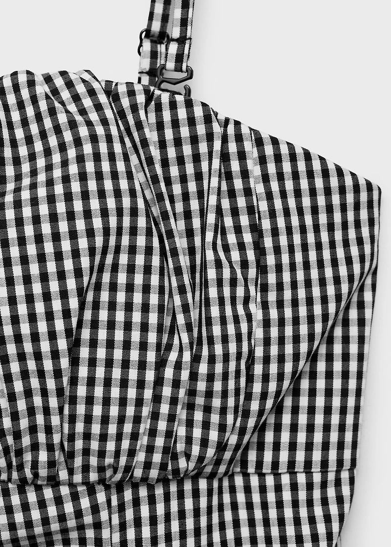 Gingham-print midi-dress