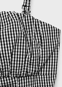 Gingham-print midi-dress