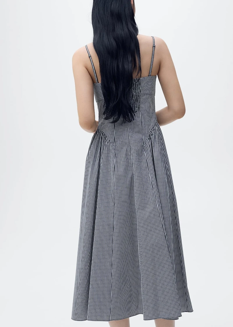 Gingham-print midi-dress