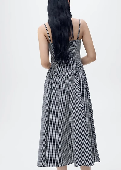 Gingham-print midi-dress