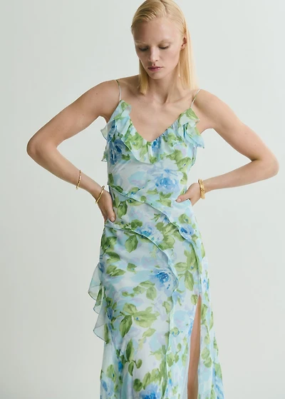 Ruffled floral print dress