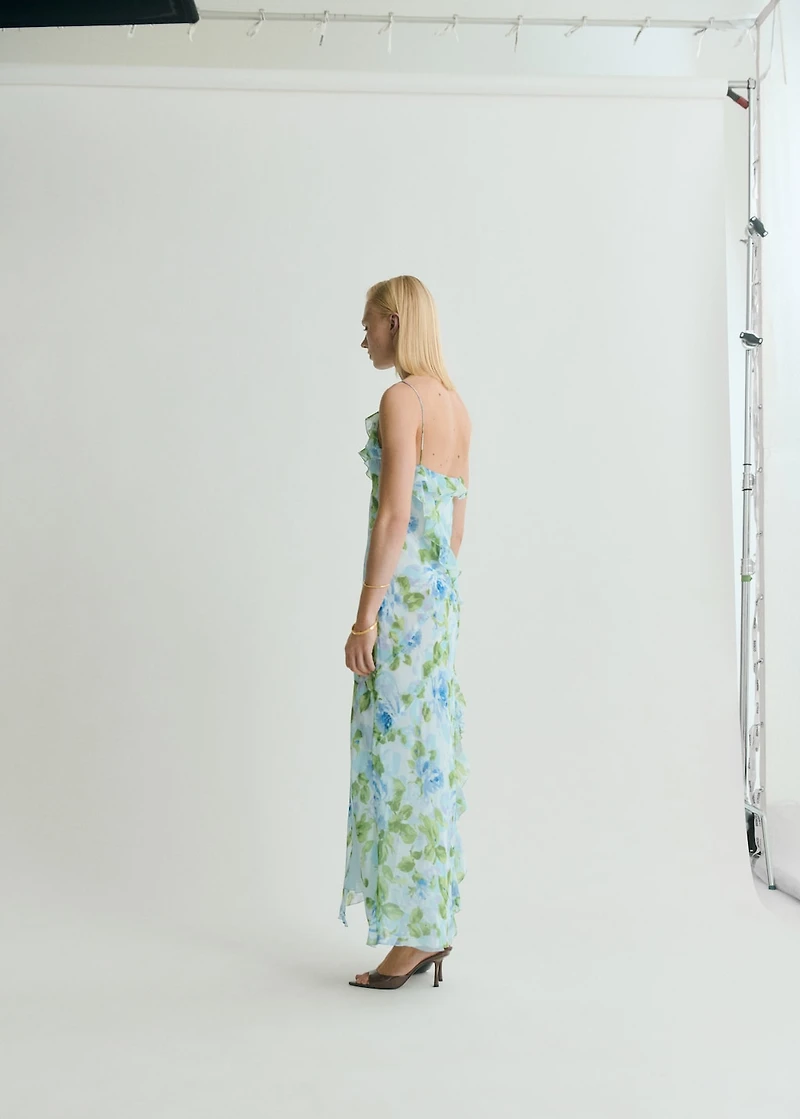 Ruffled floral print dress