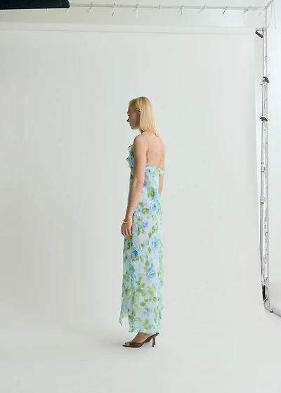 Ruffled floral print dress