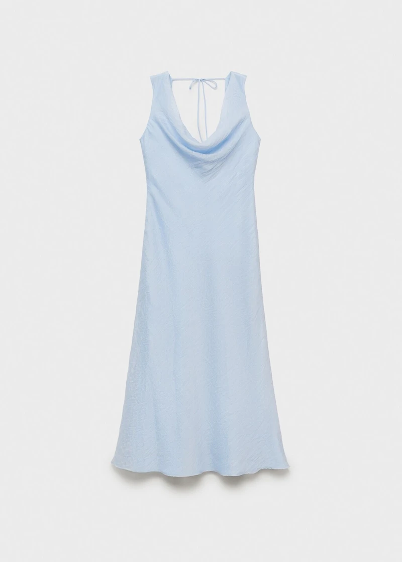 Midi-dress with draped neckline