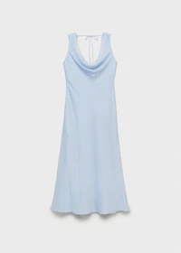 Midi-dress with draped neckline