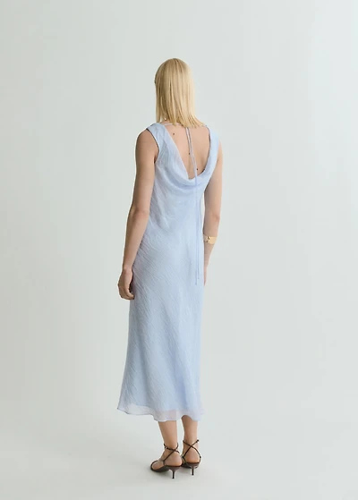 Midi-dress with draped neckline