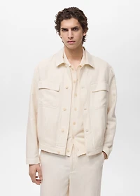 Bowling-style overshirt a linen blend