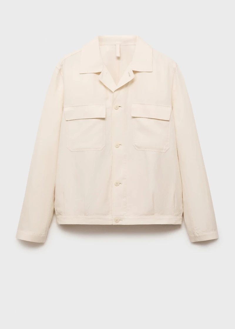 Bowling-style overshirt a linen blend