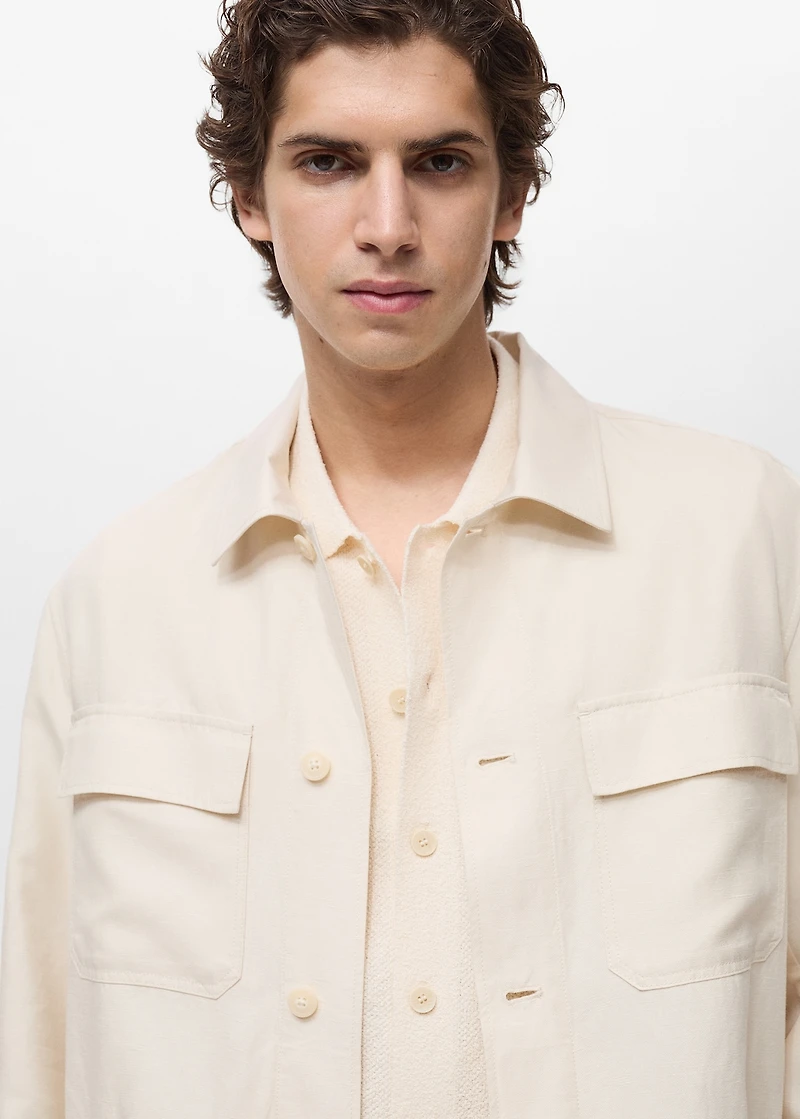 Bowling-style overshirt a linen blend