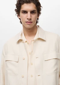 Bowling-style overshirt a linen blend