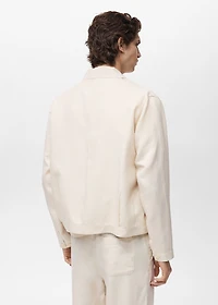 Bowling-style overshirt a linen blend