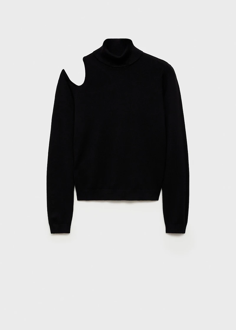 Asymmetrical sweater with shoulder opening