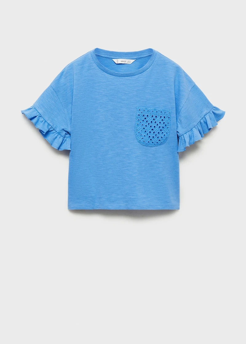 Embroidered chest-pocket T-shirt